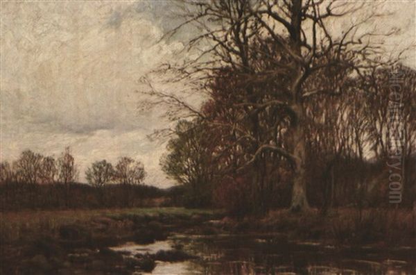 Autumn - Pasture, Stream And Trees Oil Painting by William Merritt Post