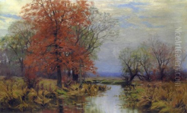 Brook In November Oil Painting by William Merritt Post