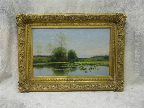 Pond Landscape Oil Painting by William Merritt Post