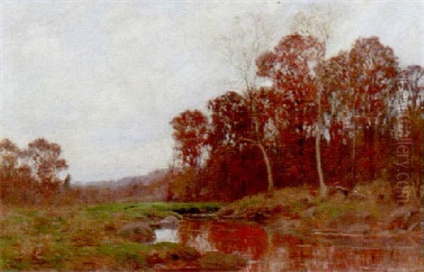 Fall Landscape Oil Painting by William Merritt Post