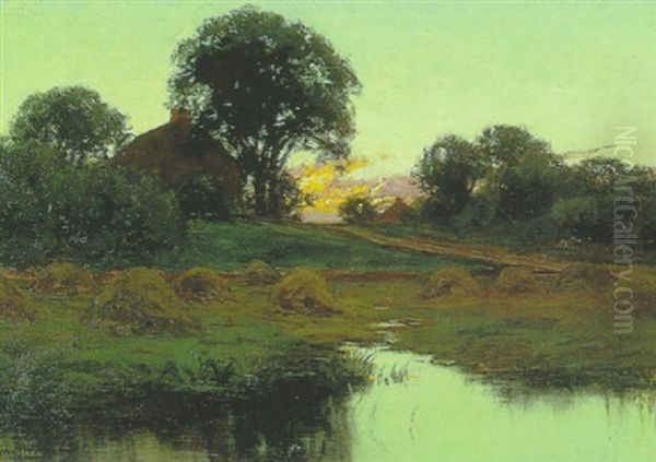 A Farm At Dusk Oil Painting by William Merritt Post