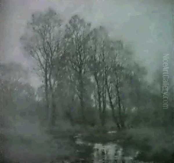 Water Meadow And Autumn Trees Oil Painting by William Merritt Post