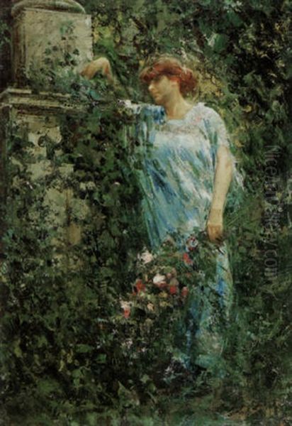 Figura Femminile Nel Giardino Oil Painting by Luca Postiglione