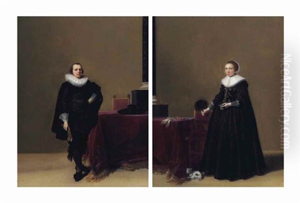 Portrait Of Jacob Van Der Merckt; And Portrait Of Petronella Witsen (pair) Oil Painting by Hendrick Gerritsz. Pot