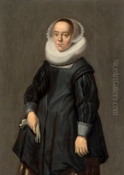 Portrait De Femme Tenant Ses Gants by Hendrick Gerritsz. Pot