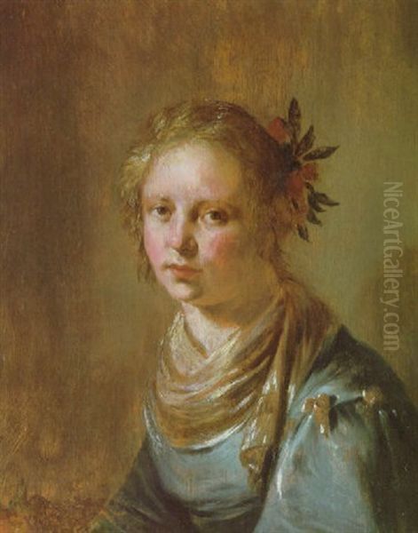 Portrait Of A Young Woman, As A Shepherdess Oil Painting by Hendrick Gerritsz. Pot