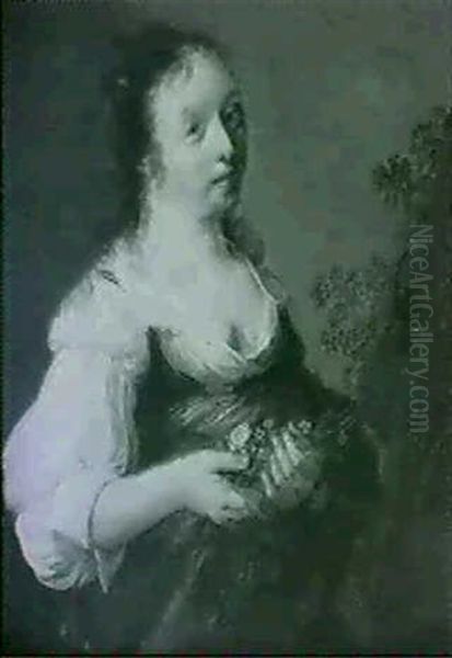 A Portrait Of A Lady As Flora  A Portrait Of A Man As A Shepherd Oil Painting by Hendrick Gerritsz. Pot