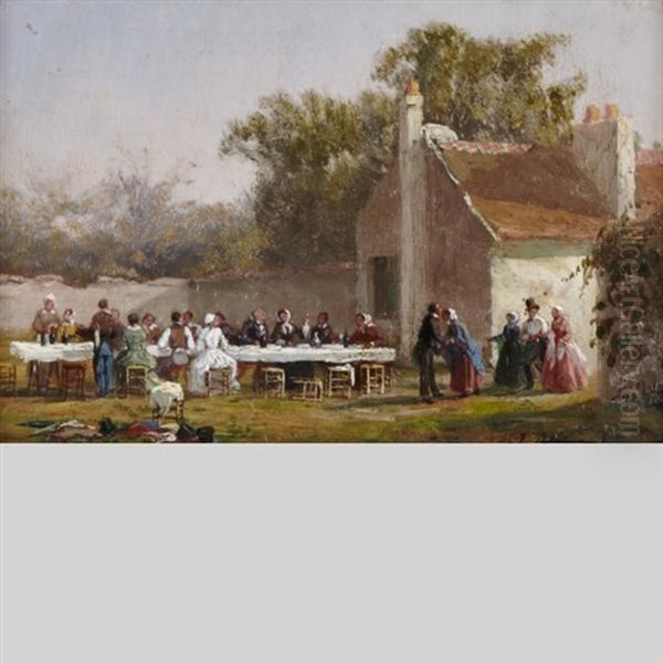 The Outdoor Party Oil Painting by Adolphe Theodore Jules Martial Potemont