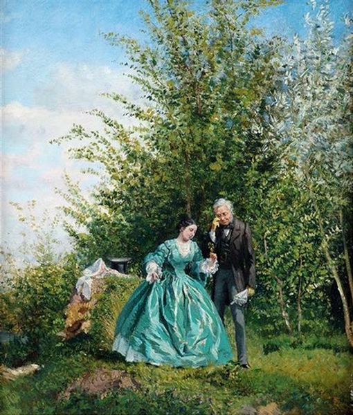 Spaziergang Im Park Oil Painting by Adolphe Theodore Jules Martial Potemont