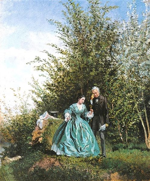 La Promenade Oil Painting by Adolphe Theodore Jules Martial Potemont