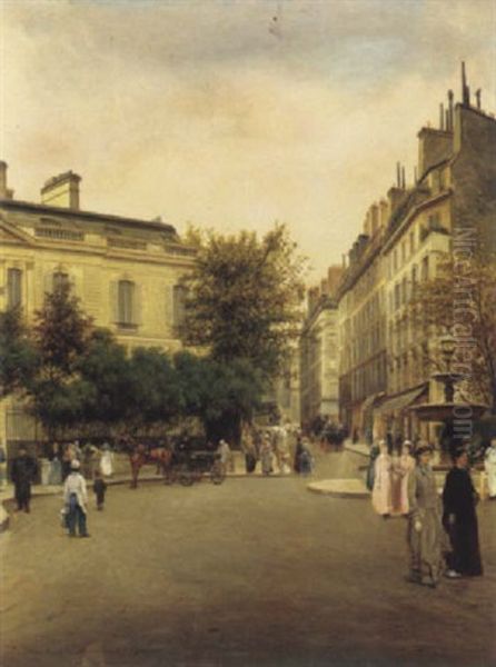 La Place Saint George by Adolphe Theodore Jules Martial Potemont