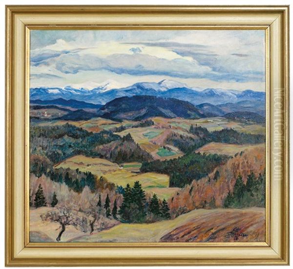 Blick Auf Die Koralm Oil Painting by Igo Poetsch