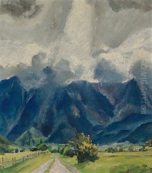 Schneeberg In Wolken Oil Painting by Igo Poetsch