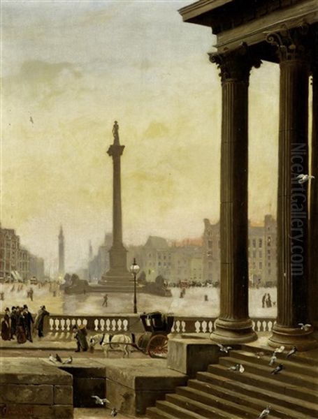 Abendstimmung Uber Dem Geschaftigen Trafalgar Square, London Oil Painting by Charles L. Pott