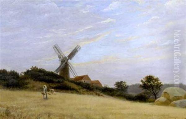 East Thurston Mill, Norfolk Oil Painting by Charles L. Pott