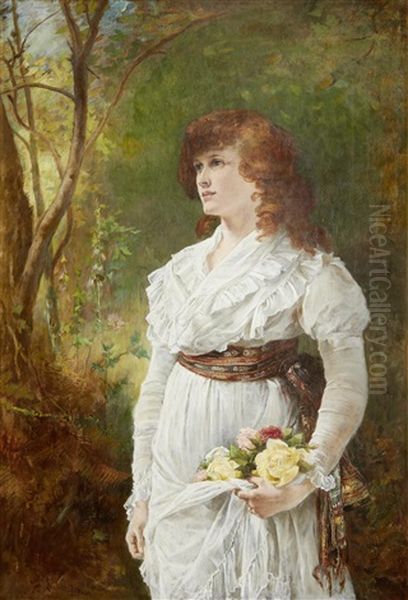 A Handfull Of Roses Oil Painting by Laslett John Pott