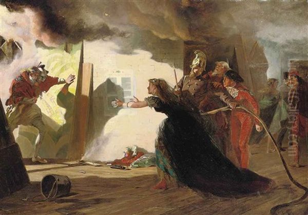 Fire At The Theater Oil Painting by Laslett John Pott