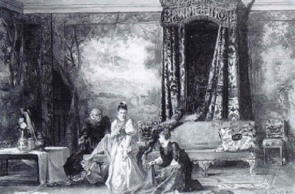 Wyland Smith Showing Amy Robsart Her Wedding Dress Oil Painting by Laslett John Pott