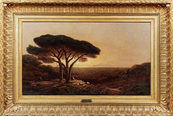 Paesaggio Italiano Al Tramonto Oil Painting by Adolphe Potter