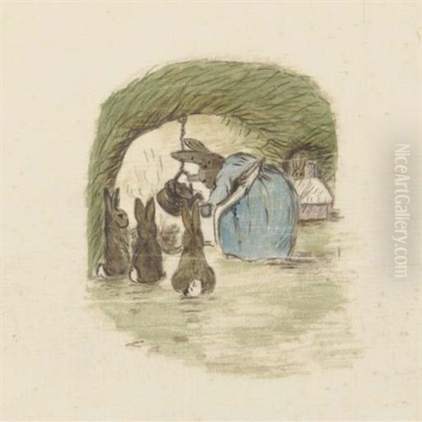 I Am Sorry To Say That Peter Was Not Very Well During The Evening. Oil Painting by Beatrix Potter