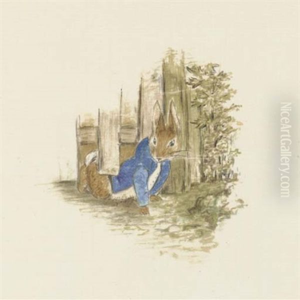 But Peter, Who Was Very Naughty, Ran Straight Away To Mr. Mcgregor's Garden... Oil Painting by Beatrix Potter