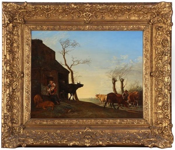 Driving The Cattle To The Pasture In The Morning Oil Painting by Paulus Potter