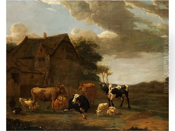 Kuhe Und Schafe In Weiter Landschaft Oil Painting by Paulus Potter