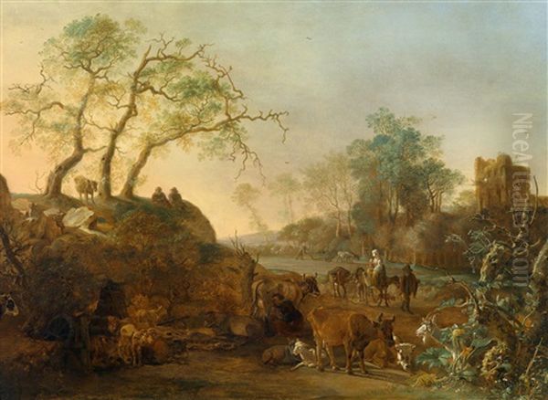 Die Flucht Nach Agypten Oil Painting by Paulus Potter