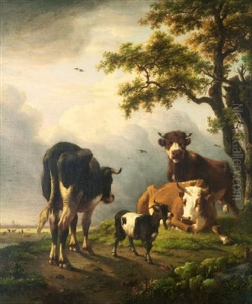 Vilande Boskap I Landskap Oil Painting by Paulus Potter