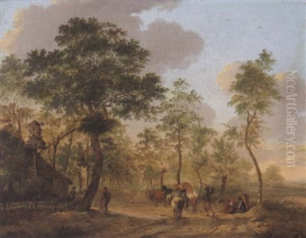 Landschaft Mit Einem Bauernhaus Und Einer Viehherde Oil Painting by Paulus Potter