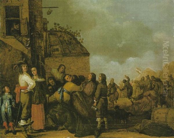 Soldaten Im Quartier Beim Zechen Und Tandeln Mit Den Marketenderinnnen Oil Painting by Pieter Symonsz Potter