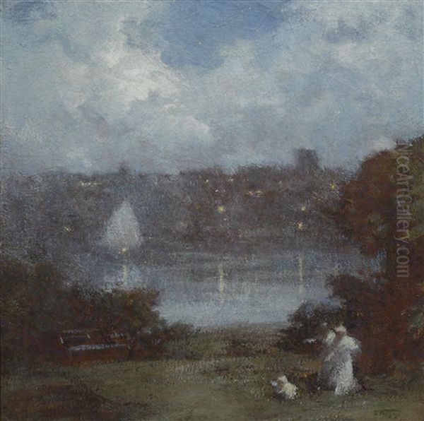 A Midsummer Night, Cambridge Oil Painting by Edward Henry Potthast Jr.