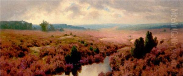 Bluhende Heide Oil Painting by Olga Potthast v. Minden