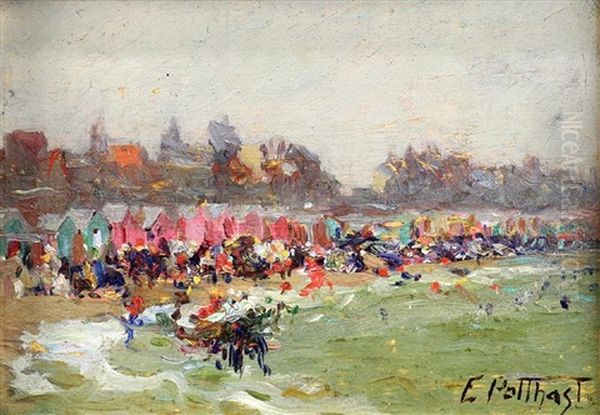 New England Coastal Beach Scene With Figures Oil Painting by Edward Henry Potthast