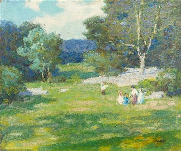 Children In Meadow Oil Painting by Edward Henry Potthast