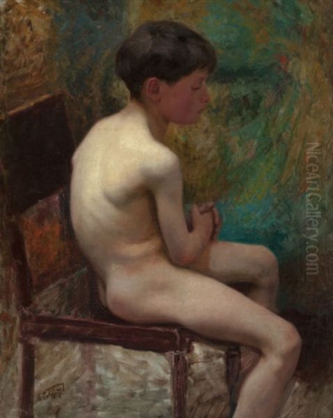 A Young Boy (seated Boy) Oil Painting by Edward Henry Potthast