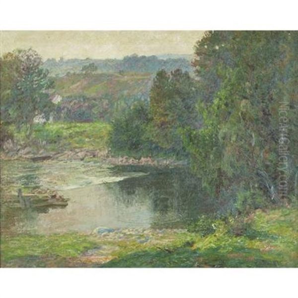 By The Riverside, By The Mill Pond Oil Painting by Edward Henry Potthast