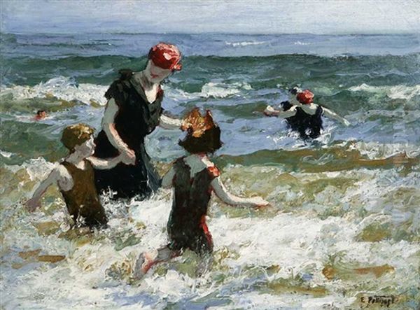 A Timid Bather Oil Painting by Edward Henry Potthast