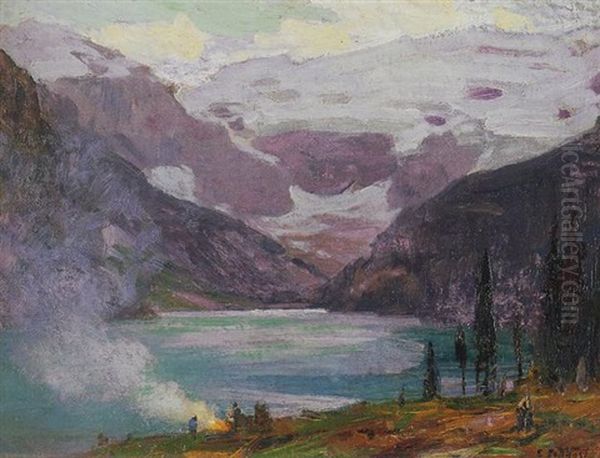 Camp By Lake Louise Oil Painting by Edward Henry Potthast