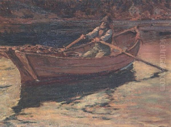 Rowing Off The Maine Shore Oil Painting by Edward Henry Potthast