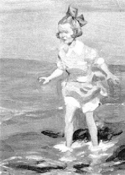 Girl On The Beach Oil Painting by Edward Henry Potthast