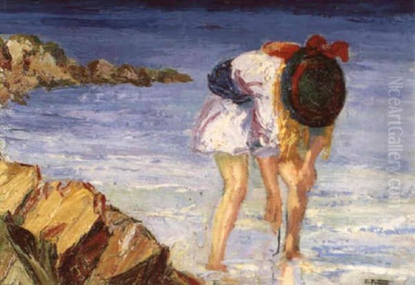 Fillette A La Peche Oil Painting by Edward Henry Potthast