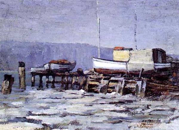 Waiting For Sunrise, Yonkers Yacht Club, The Palisades Oil Painting by Edward Henry Potthast