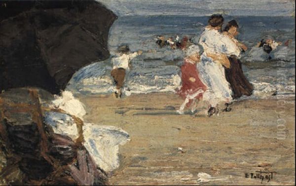 The Beach Umbrella Oil Painting by Edward Henry Potthast