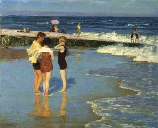 At Rockaway Beach Oil Painting by Edward Henry Potthast