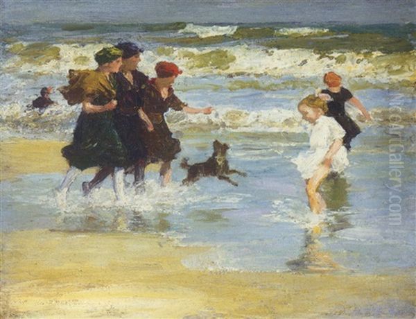 Splashing Oil Painting by Edward Henry Potthast