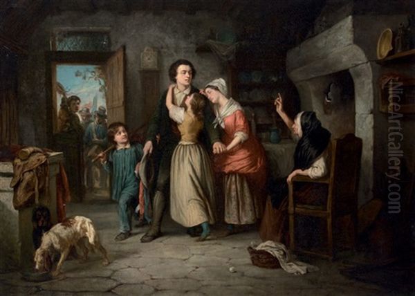 Le Depart Du Conscrit Oil Painting by Henri Louis Aime Pottin