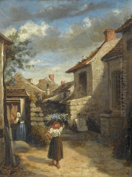 Idyllische Dorfleben (pair) Oil Painting by Henri Louis Aime Pottin