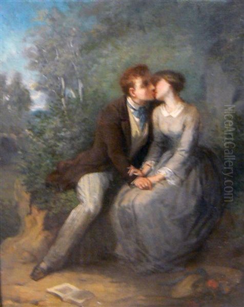 L'idylle Oil Painting by Henri Louis Aime Pottin