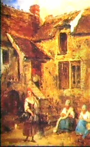 La Cour De Ferme Oil Painting by Henri Louis Aime Pottin